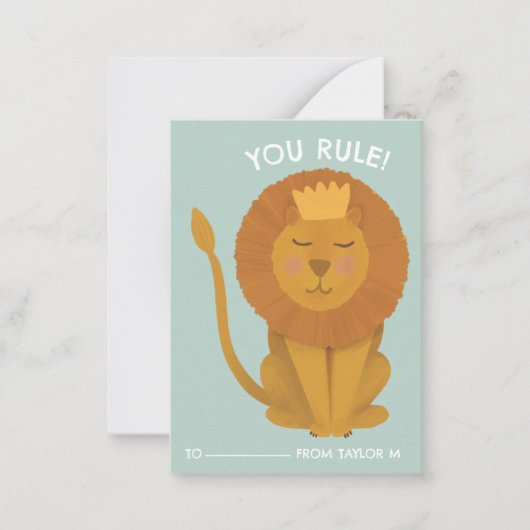 King Lion You Rule Classroom Valentine Card Mitteilungskarte (Vorderseite)