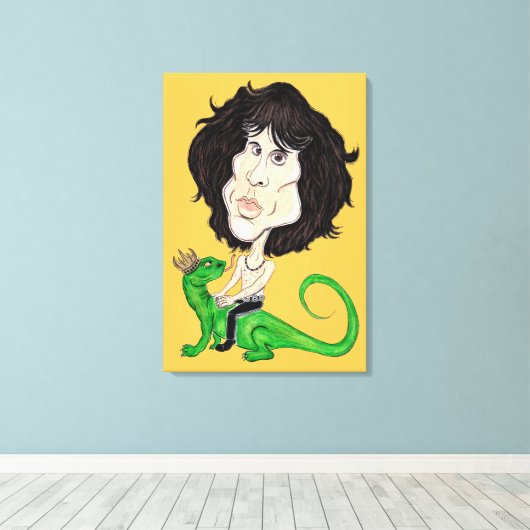 King Lizard Rockstar Karikatur Zeichnend Leinwand (Insitu (Holzboden))