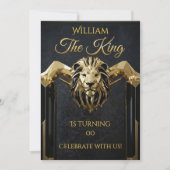 King Marble Black Gold Birthday Party Mens Mans Einladung (Vorderseite)