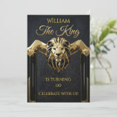 King Marble Black Gold Birthday Party Mens Mans Einladung (Stehend Vorderseite)