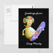 King Monty on Skate Board Postkarte (Vorne/Hinten)