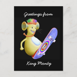 King Monty on Skate Board Postkarte