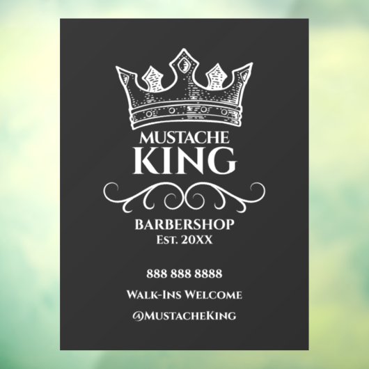 King Mustache Barbershop Business Fensteraufkleber (Blatt 3)