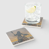 King Neptune Virginia Beach Stone Untersetzer (Seitenansicht)