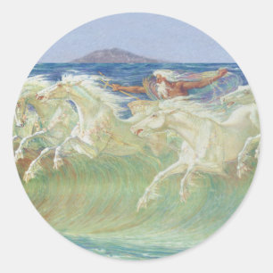 KING NEPTUNE'S HORSES RIDE DIE WELLEN RUNDER AUFKLEBER