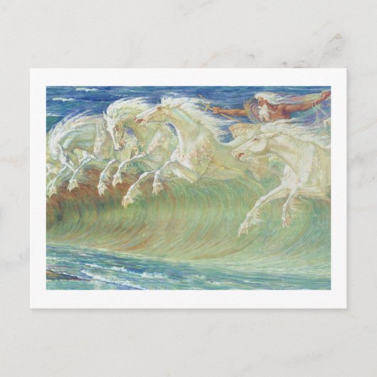 KING NEPTUNE'S PFERS REITEN DIE WELLEN POSTKARTE (Vorderseite)