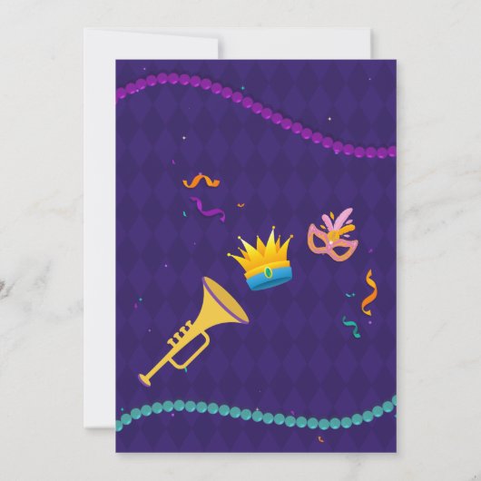 King oder Queen Mardi Gras Gender Reveal Einladung (Rückseite)