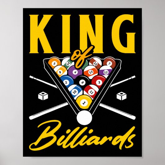 King of Billiards Pool Snooker Billard Racker Cue Poster (Vorne)