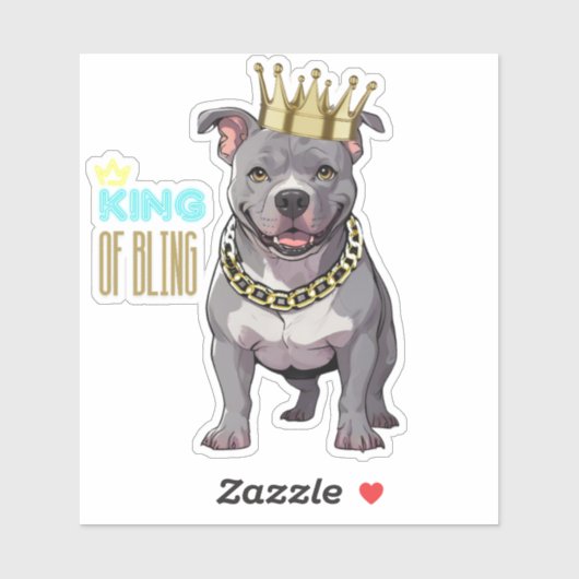King of Bling Custom Pitbull Bully Breed Sticker (Blatt)