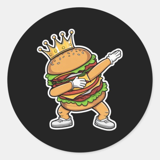King of Burger Dab Tanzen Funny Hamburger Runder Aufkleber (Vorderseite)