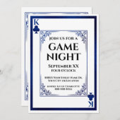 King of Clubs Blue Game Night Playing Card Einladung (Vorne/Hinten)