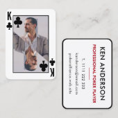 King of Clubs Foto Schwarz-weißer Poker Player Visitenkarte (Vorne/Hinten)