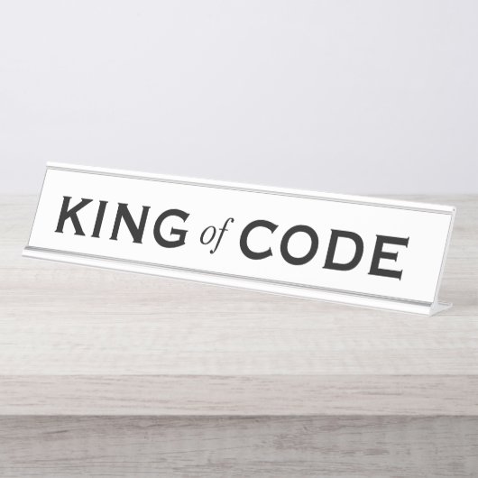 King of Code Funny Gift Computer Programmer Schreibtischnamensplakette (Vorderseite )