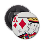 King of Diamonds Card Face Button Flaschenöffner (Vorderseite)