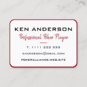 King of Diamonds Foto Red White Poker Player Visitenkarte (Rückseite)