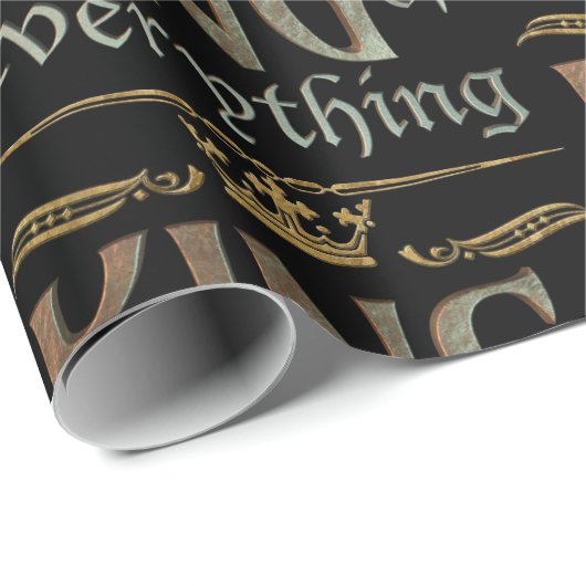 KING of Everything - Royalty Lettering Crown Geschenkpapier (Rolleneckpunkt)