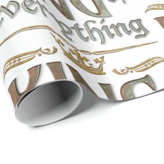 KING of Everything - Royalty Lettering Crown Geschenkpapier (Rolleneckpunkt)