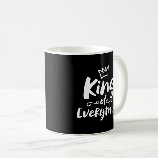 KING of Everything - White Brush Lettering Funny F Kaffeetasse (VorderseiteRechts)