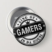 King of Gamers Funny Button für Nerd und Geeks (Vorne & Hinten)