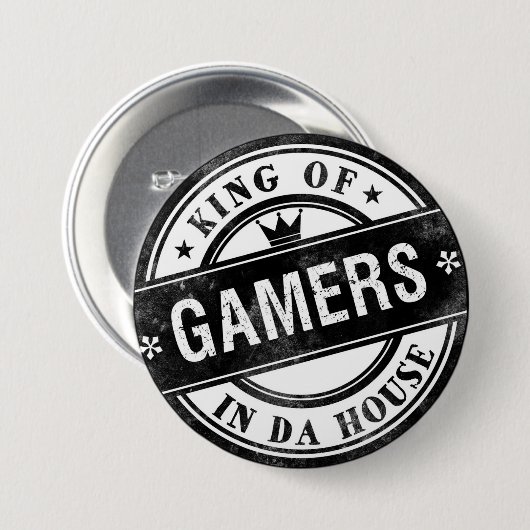 King of Gamers Funny Button für Nerd und Geeks (Vorne & Hinten)