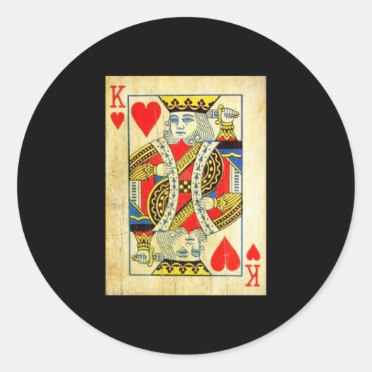 King Of Hearts Card Deck Old Runder Aufkleber (Vorderseite)