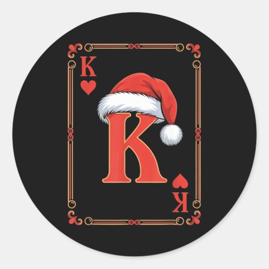 King Of Hearts Christmas Costume Playing Cards Kin Runder Aufkleber (Vorderseite)