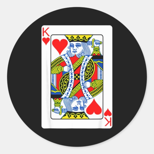 King Of Hearts Playing Card Valentine Costume  Runder Aufkleber (Vorderseite)