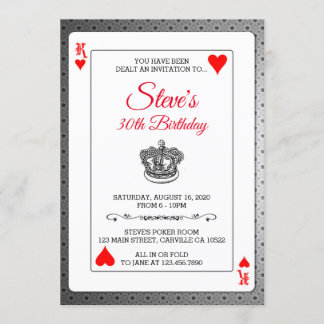 King of Hearts Poker Spielkarten Einladung zum Geb