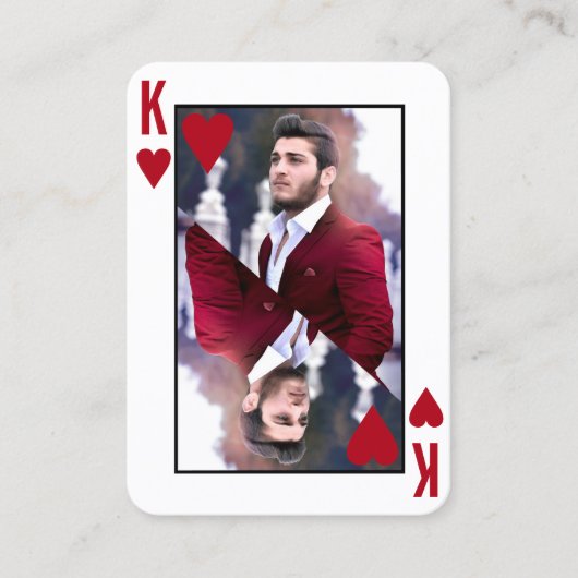 King of Hearts Red White Foto Poker Casino Visitenkarte (Vorderseite)