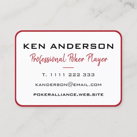 King of Hearts Red White Foto Poker Casino Visitenkarte (Rückseite)