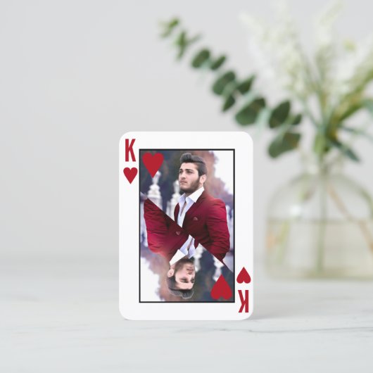King of Hearts Red White Foto Poker Casino Visitenkarte (Stehend Vorderseite)