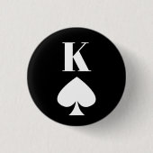 King of Spades - Playing Card Symbol Classic Round Button (Vorderseite)