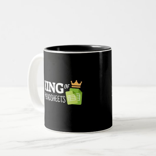King of Spreadsheets Zwei-Tone-Kaffee-Tasse Zweifarbige Tasse (Vorderseite Links)