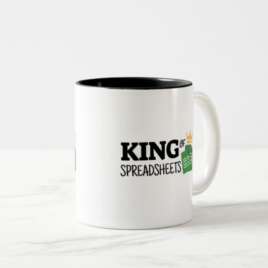 King of Spreadsheets Zwei-Tone-Kaffee-Tasse Zweifarbige Tasse (VorderseiteRechts)