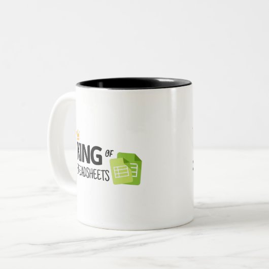 King of Spreadsheets Zwei-Tone-Kaffee-Tasse Zweifarbige Tasse (Vorderseite Links)