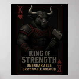 King of Strength Art – Powerful Bull Warrior Poster
