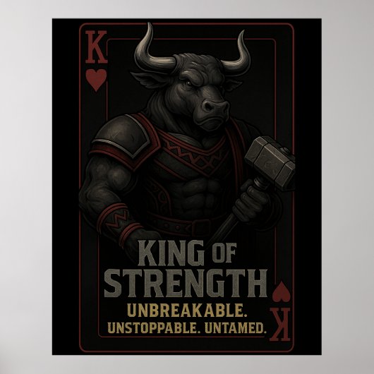 King of Strength Art – Powerful Bull Warrior Poster (Vorne)