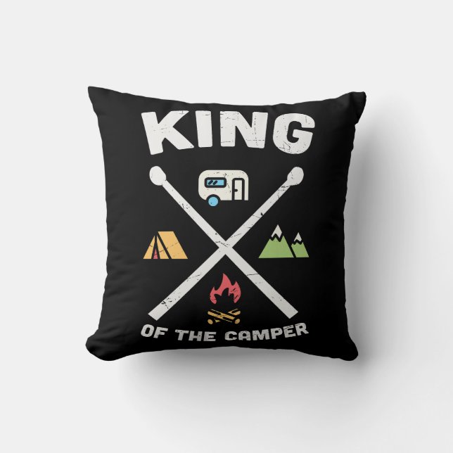 King of the Camper Funny Camping Slogan Kissen (Vorderseite)