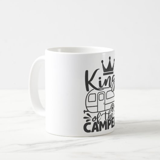 King of the Camper Funny Quote Camping Sprichwort Kaffeetasse (Vorderseite Links)
