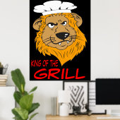 King of the Grill, Angry Lion Head, Funny Poster (Heimbüro)