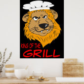King of the Grill, Angry Lion Head, Funny Poster (Küche)