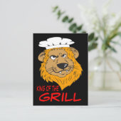 King of the Grill, Angry Lion Head, Funny Postkarte (Stehend Vorderseite)