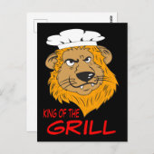 King of the Grill, Angry Lion Head, Funny Postkarte (Vorne/Hinten)