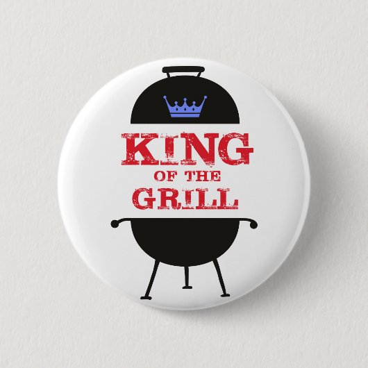 King of the Grill, blau-kronenrot Button (Vorderseite)