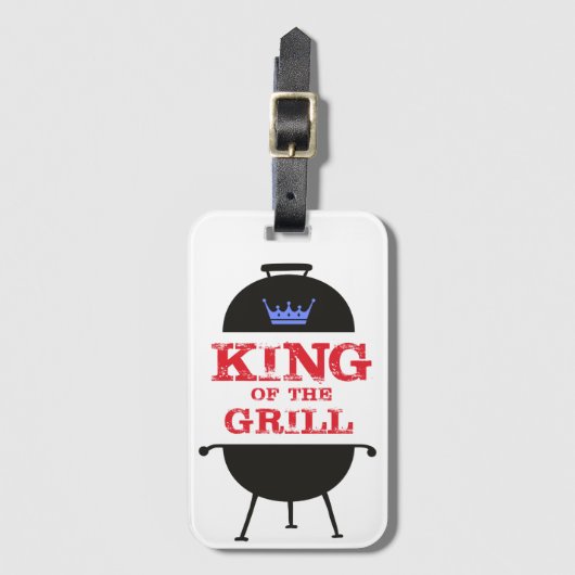 King of the Grill, blau-kronenrot Gepäckanhänger (Vorderseite Vertikal)