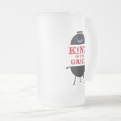 King of the Grill, blau-kronenrot Mattglas Bierglas (VorderseiteRechts)