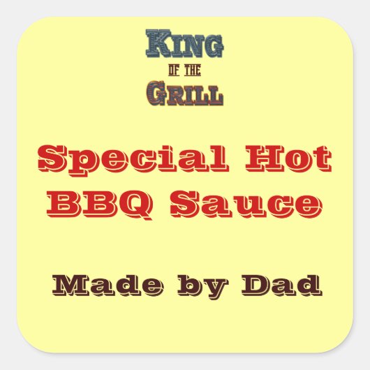 King of the Grill Custom Canning Sauce Sticker (Vorderseite)