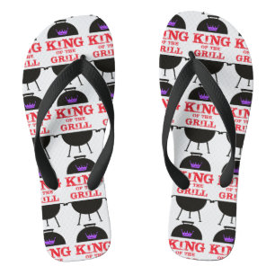 King of the Grill, Lila schwarze Krone, rot Badesandalen