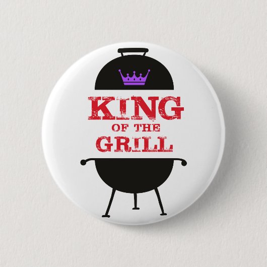 King of the Grill, Lila schwarze Krone, rot Button (Vorderseite)