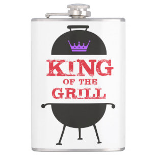 King of the Grill, Lila schwarze Krone, rot Flachmann